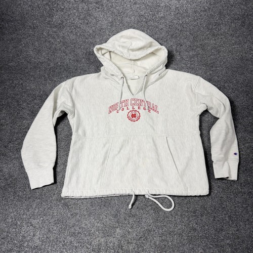 North Central College Hoodie Sweatshirt Womens Medium Gray NCAA Champion