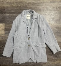 Madewell Relaxed Larsen Blazer in Windowpane Dusty Blue Women s M