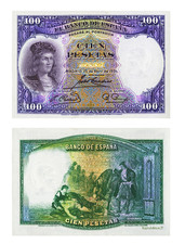 100 Pesetas, Cien Pesetas, El Banco de Espana, Madrid, 1931, Reproduction