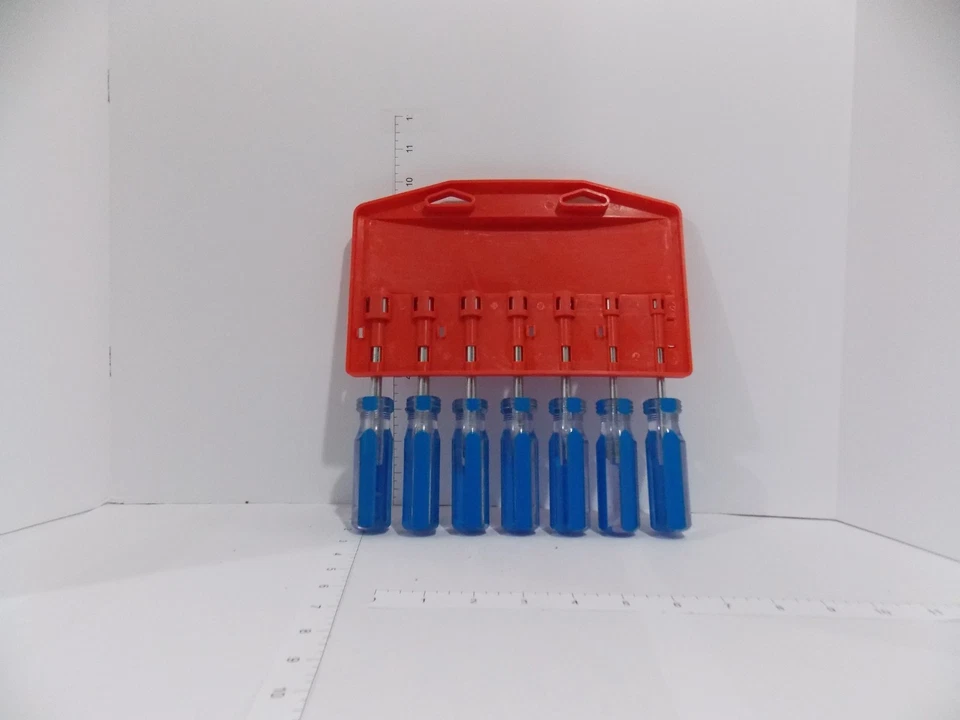 Grip 7-Piece SAE Nut Driver Set with Organizer Rack – Blue Handles – Used - Image 2 of 2