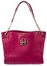 😎😎😎TORY BURCH  ORCHARD PINK BRITTEN  Pebbled Leather SHOULDER BAG Middle Zip