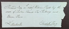 1830 Elizabeth King Receipt to William Pigott Esq Newmarket for Payment