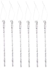 Kurt Adler 6-Piece Glass Twist Icicle Ornaments, 7.5-Inch