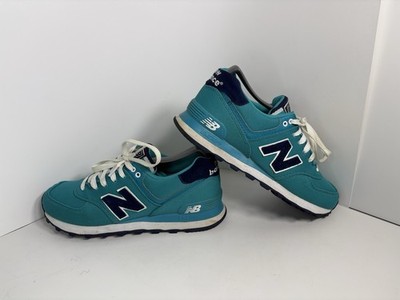 New Balance 574 Women's Sz 8.5 Running Shoes Teal / Navy - EUC