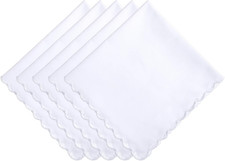 5 Pcs Cotton Handkerchiefs Large White Soft Hankies for Men Women Towel