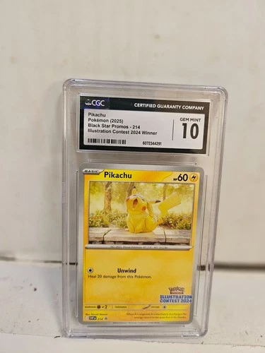 Pokémon Pikachu Promo 214 CGC 10 GEM MINT Illustration Contest 2024 Winner