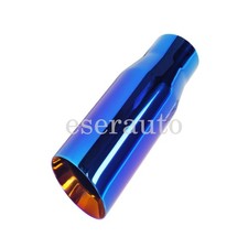 High Glossy Blue Stainless 3 In 4 Out 12 Lnth Exhaust Tip Angle Double Wall