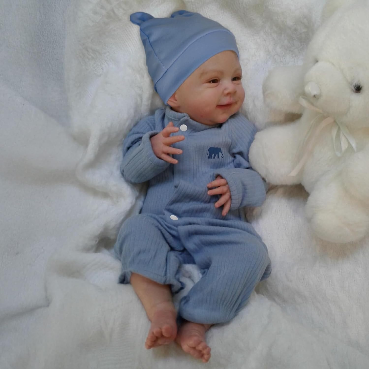 Black Boy - 19 Inch Lifelike Newborn Baby Boy Dol...
