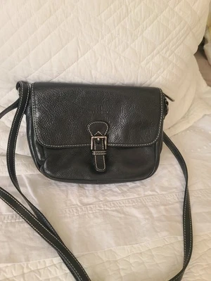 PETIT SAC A MAIN SACOCHE CUIR NOIR HEXAGONA BANDOULIÈRE - Photo 1/4