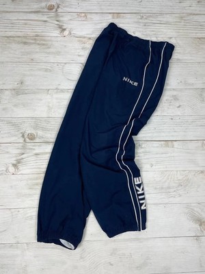 Vintage Nike Nylon Track Pants 00s Big Logo Swoosh Men Size XL Blue