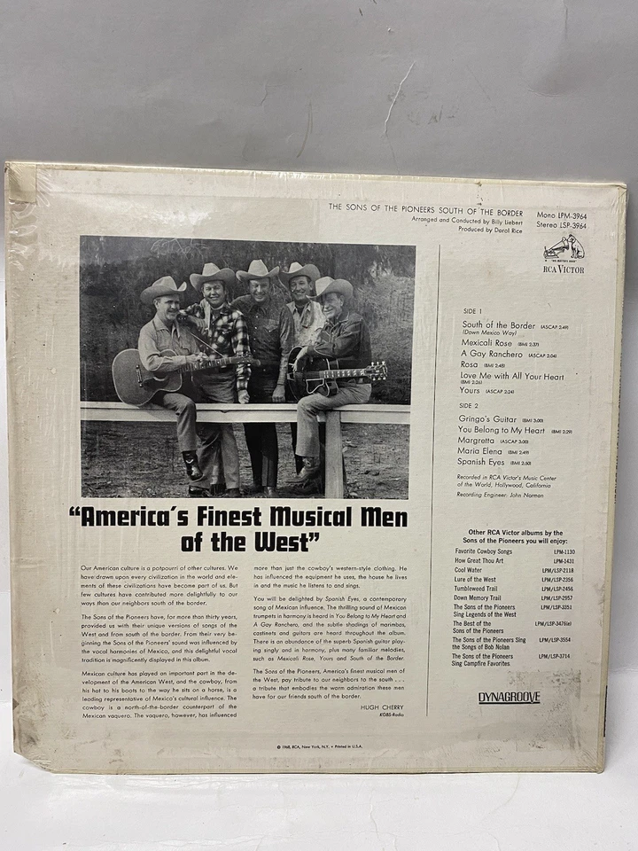 The Sons Of The Pioneers - South Of The Border (LP) 1968 VG+ - Изображение 2 из 4