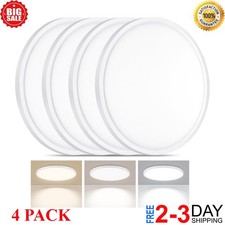 4 Pack 24W LED Flush Mount Ceiling Light Ultra Thin Round White 3000k/4000/6500K