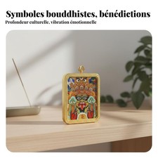 Collier Jambhala jaune, acier doré peint main