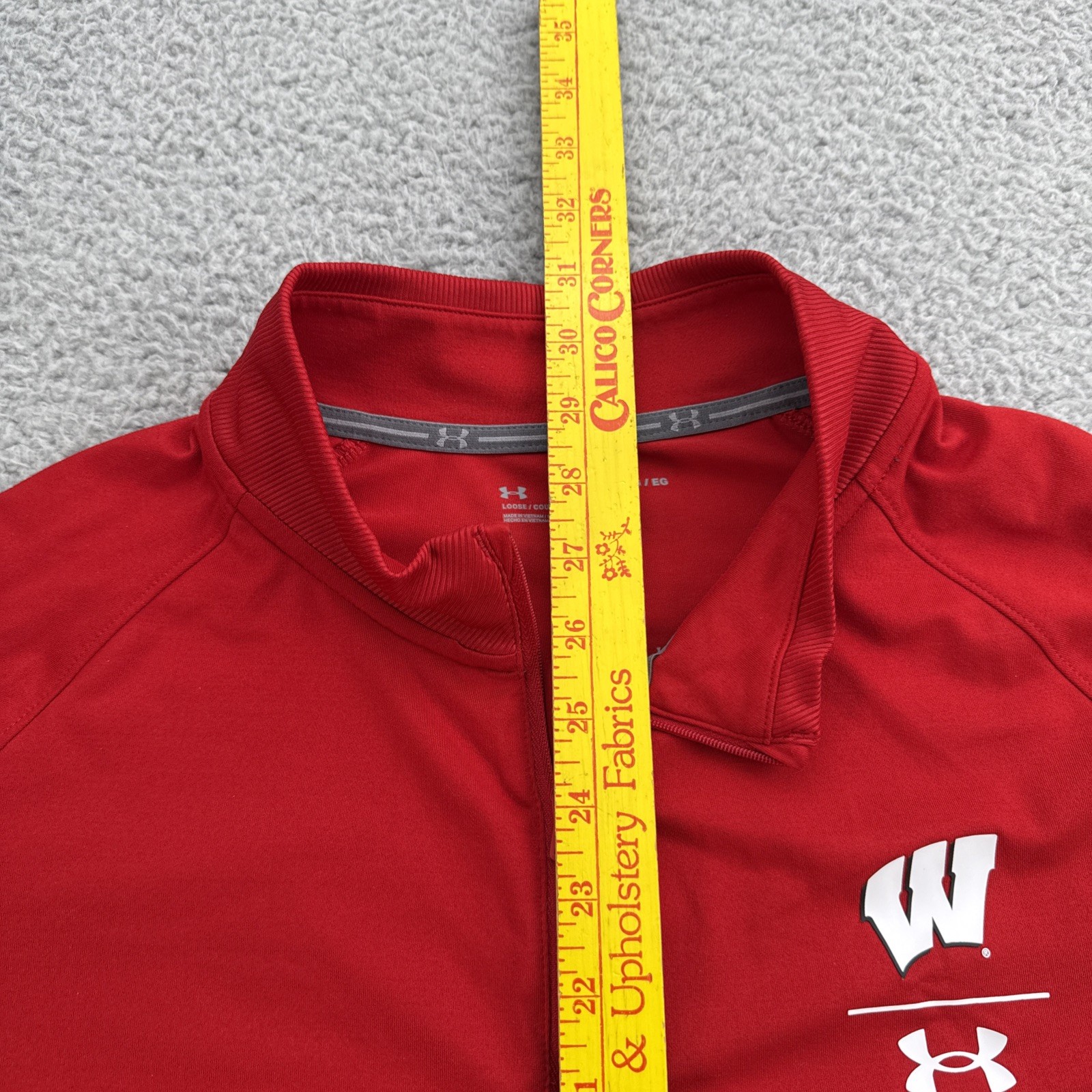 University Wisconsin Badgers 1/4 Zip Pullover Mens XL Loose Jacket Red Stretch thumbnail 4