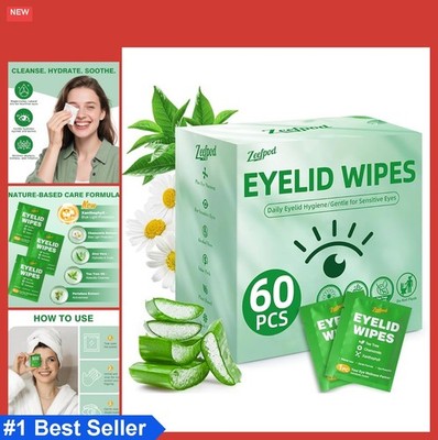 Eyelid Cleansing Wipes 60 Count Tea Tree Oil Individually Wrapped Soothing