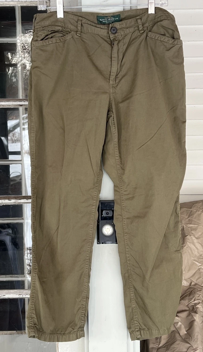 Ralph Lauren Capri LRL 12P Cotton Chino Crop Pants Olive Green Hiking Camping
