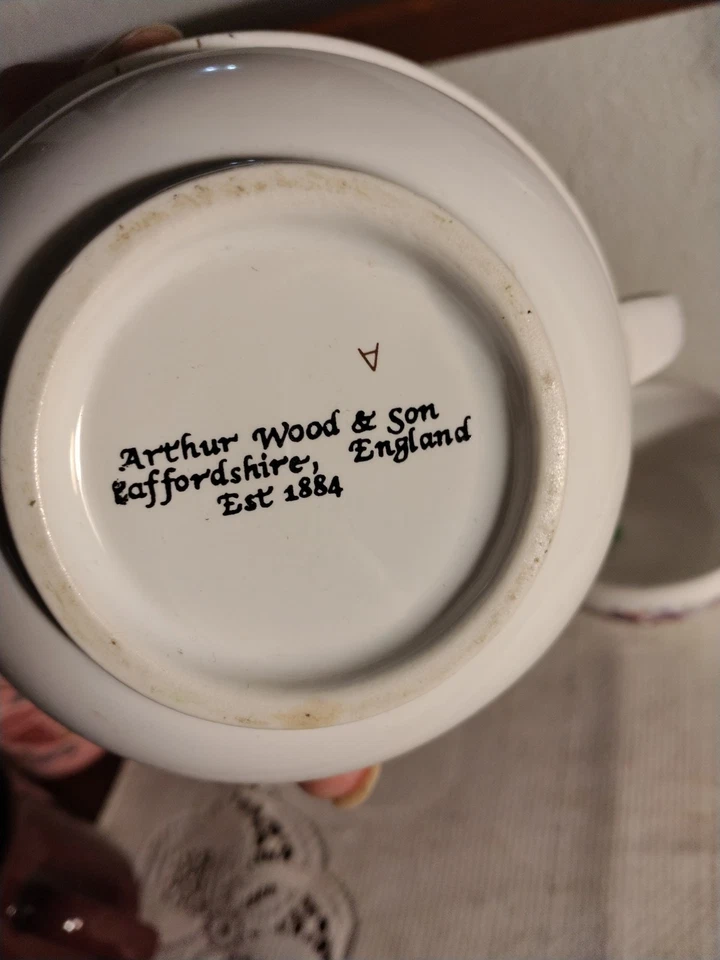 Tetera pequeña apilada de porcelana Arthur Wood & Son Staffordshire Inglaterra # 6426 Foto 4 de 4