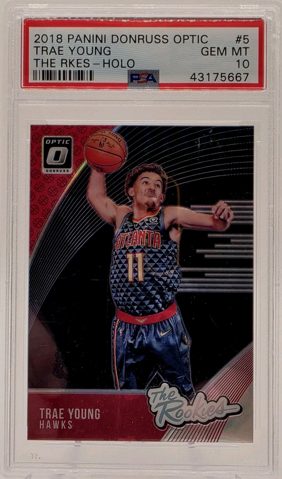2018-19 Donruss Optic Trae Young RC PSA 10 Holo Prizm The Rookies #5