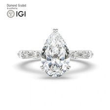 Pear Diamond Engagement Ring 14k White Gold Labgrown 4 Ct Solitaire