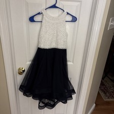 speechless Kids, Girls Dress Layered 10 White Lace Glitter top Black skirt