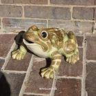Vintage McCoy Pottery Brush Garden Frog Open Mouth Large Mid-Century  Statue