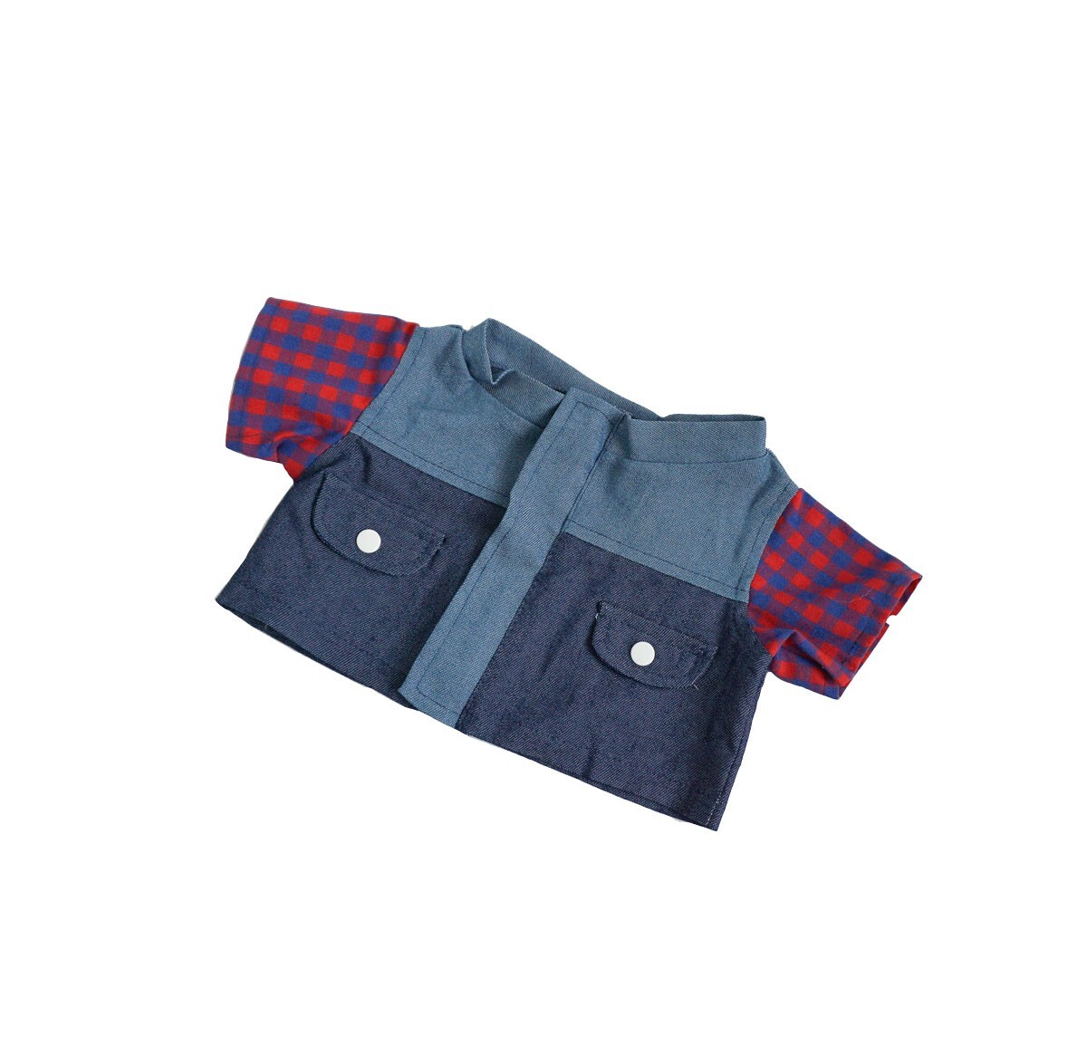 Denim Plaid Jacket Fits 14-18 Inch Build-a-Bear & Plush Toys - Stylish Casual