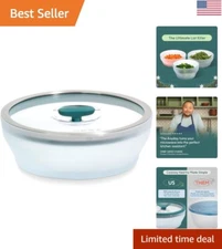 Healthy Food Storage Container - Large Microwave Steamer Dish with Silicone Lid