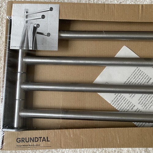 Ikea Grundtal Stainless Steel 4 Swing Arm Swivel Towel Holder Rack 15386 New - Picture 2 of 4