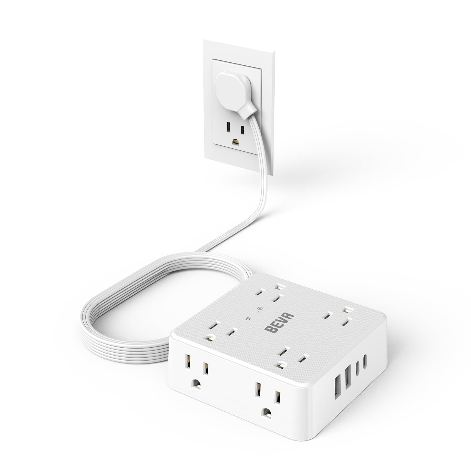 Surge Protector Power Strip, 5Ft Flat Plug Extension Cord, 8 Outlet Extender ...-image