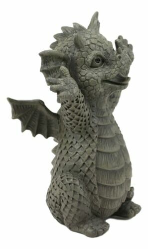 Hug Me Please! Small Baby Garden Dragon With Wide Open Arms Statue Fantasy Decor - 第 3/5 張圖片
