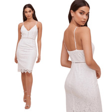 ASTR The Label White Lace Lattice Midi Dress Size Medium / M