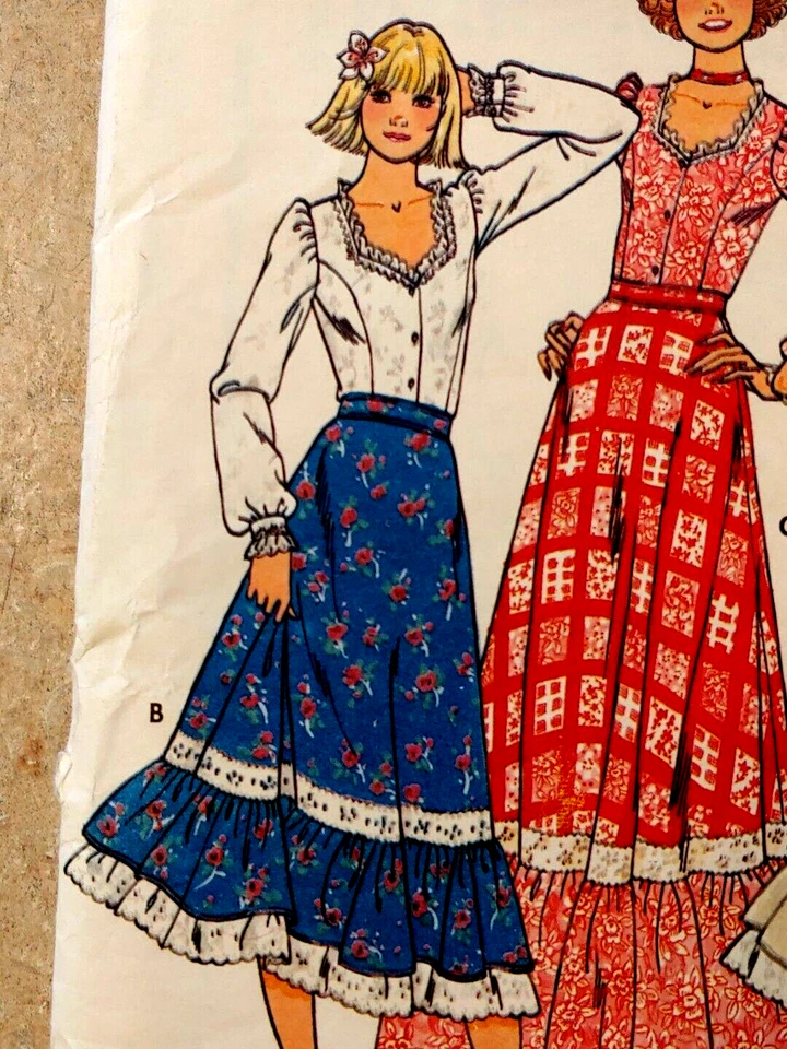 Sweetheart Blouse Tiered Ruffle Skirt Bust 28 Waist 22 Butterick 6086, SZ 5/6 - Image 2 of 4