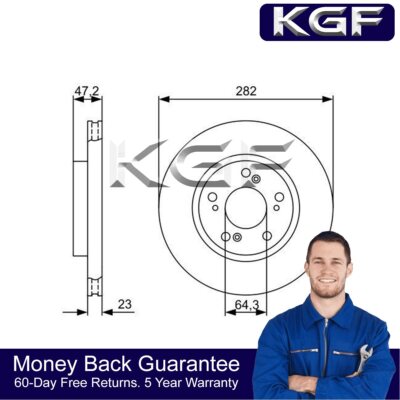 KGF Front Brake Disc Fits Honda CR-V 2001-2006 1.7 1.8 2.0 2.4 3.0