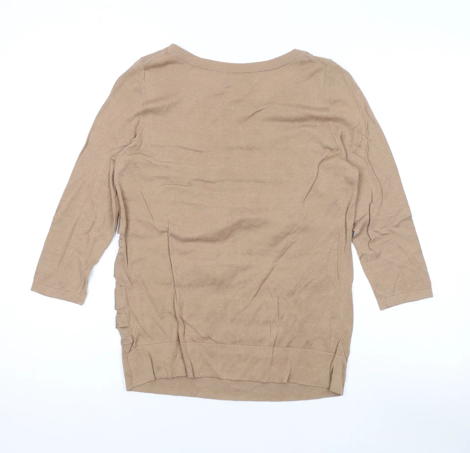 Pure Womens Brown Round Neck Silk Pullover Jumper Size 12 - Image 2 of 4