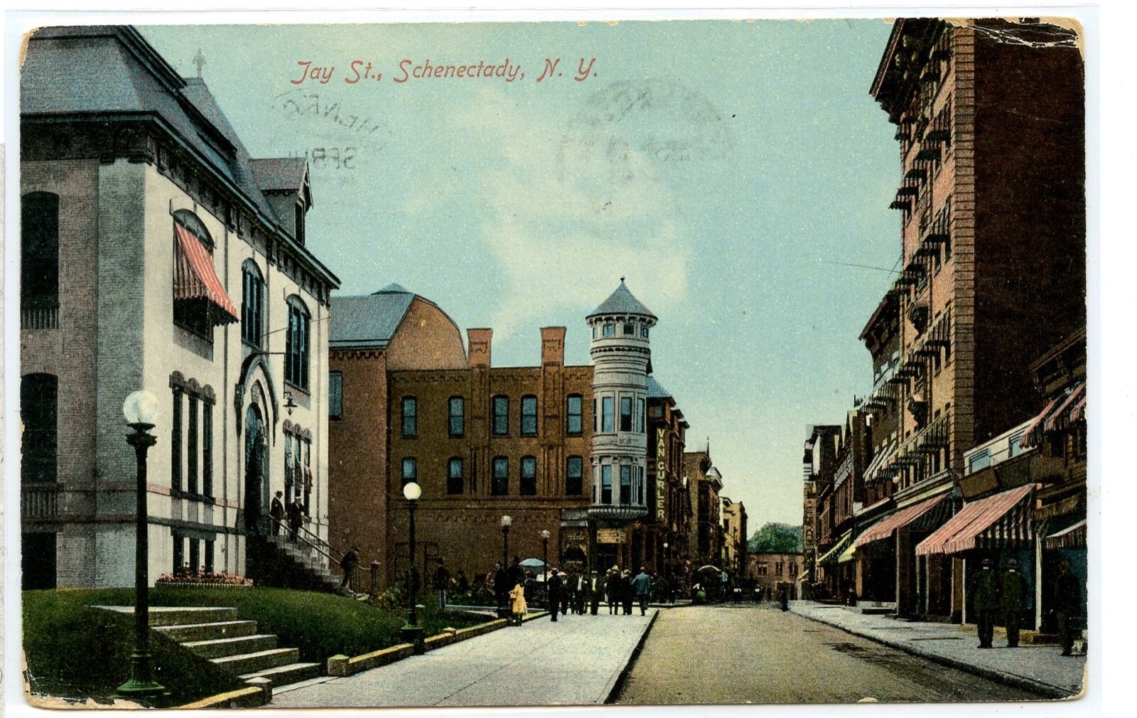 VINTAGE 1910 POSTCARD JAY STREET Schenectady, New York Buildings