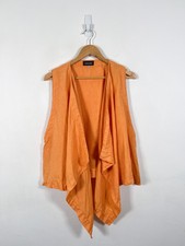 Eskandar Sleeveless Linen Jacket Size 0 Orange Waterfall Sleeveless Chest 46"