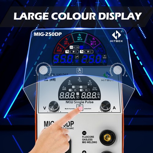 HITBOX 5IN1 MIG WELDER ALUMINIUM 250A GAS GASLESS LIFT TIG ARC WELDING MACHINE - Picture 11 of 15