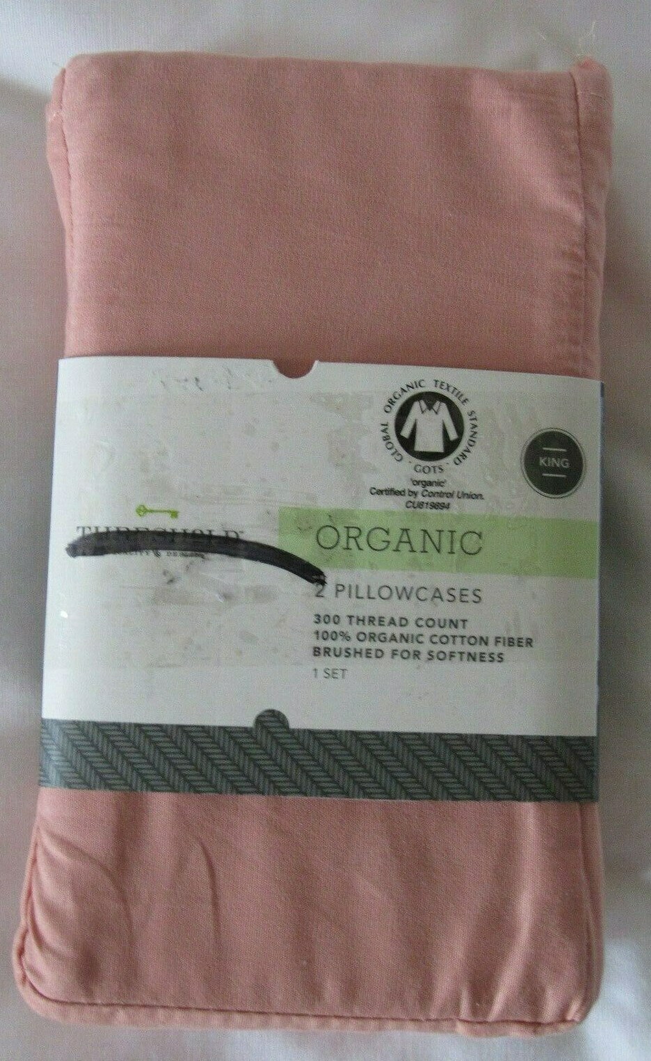 Threshold Organic King Pillowcases 300 TC organic cotton Peach new