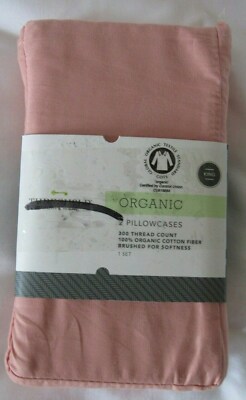 Threshold Organic King Pillowcases 300 TC organic cotton Peach new #61757