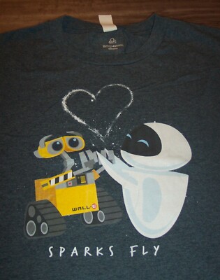 Walt Disney Pixar WALL-E EVE Robots Sparks Fly T-Shirt BIG & TALL 4XL XXXXL NEW