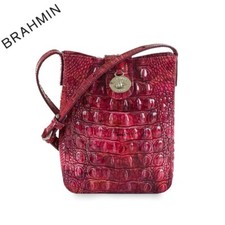 NWT BRAHMIN MARLEY CROSSBODY CROC-EMBOSSED GENUINE LEATHER IN ROSE OMBRE HANDBAG