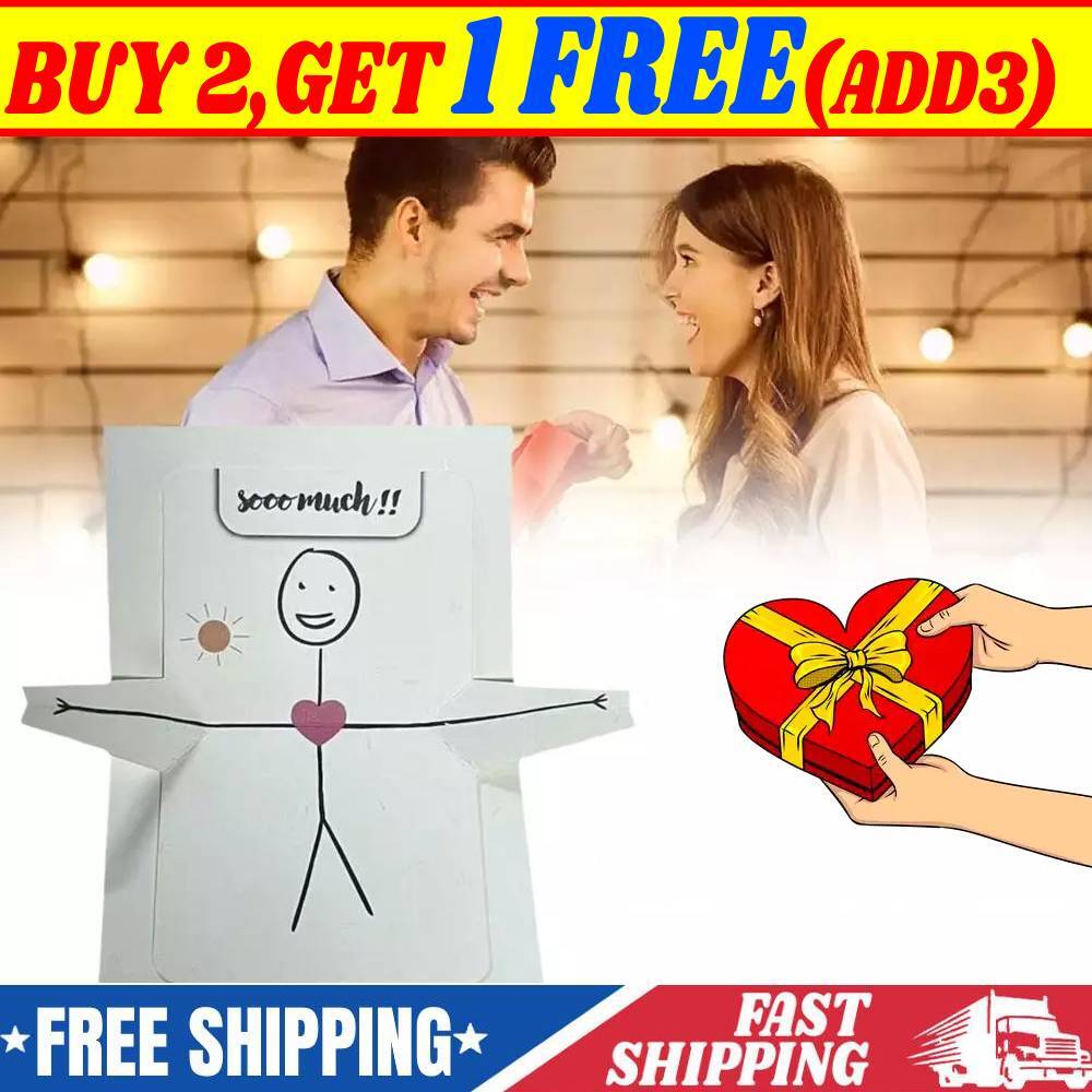 3D Pop-Up Valentine's Day Greeting Card with Love Little Person Design