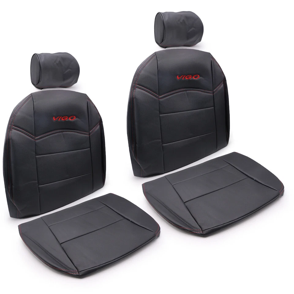 PVC Black Leather Front Seat Cover Fits Toyota Hilux Vigo Champ 2005 2014 Foto 2 de 4