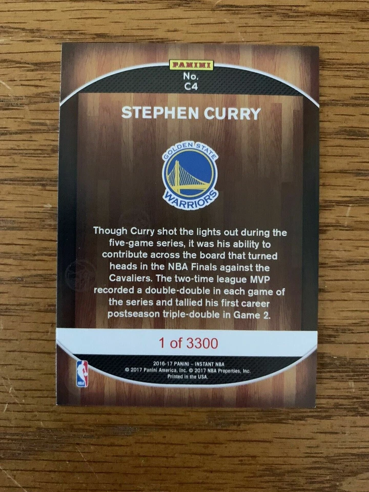 2016-17 PANINI INSTANT WARRIORS STEPHEN CURRY NBA CHAMPIONS /3300 - Image 2 of 2