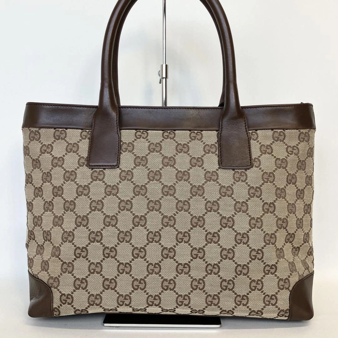 2410 10   Bon état   Sac fourre tout Gucci GG en toile marron foncé