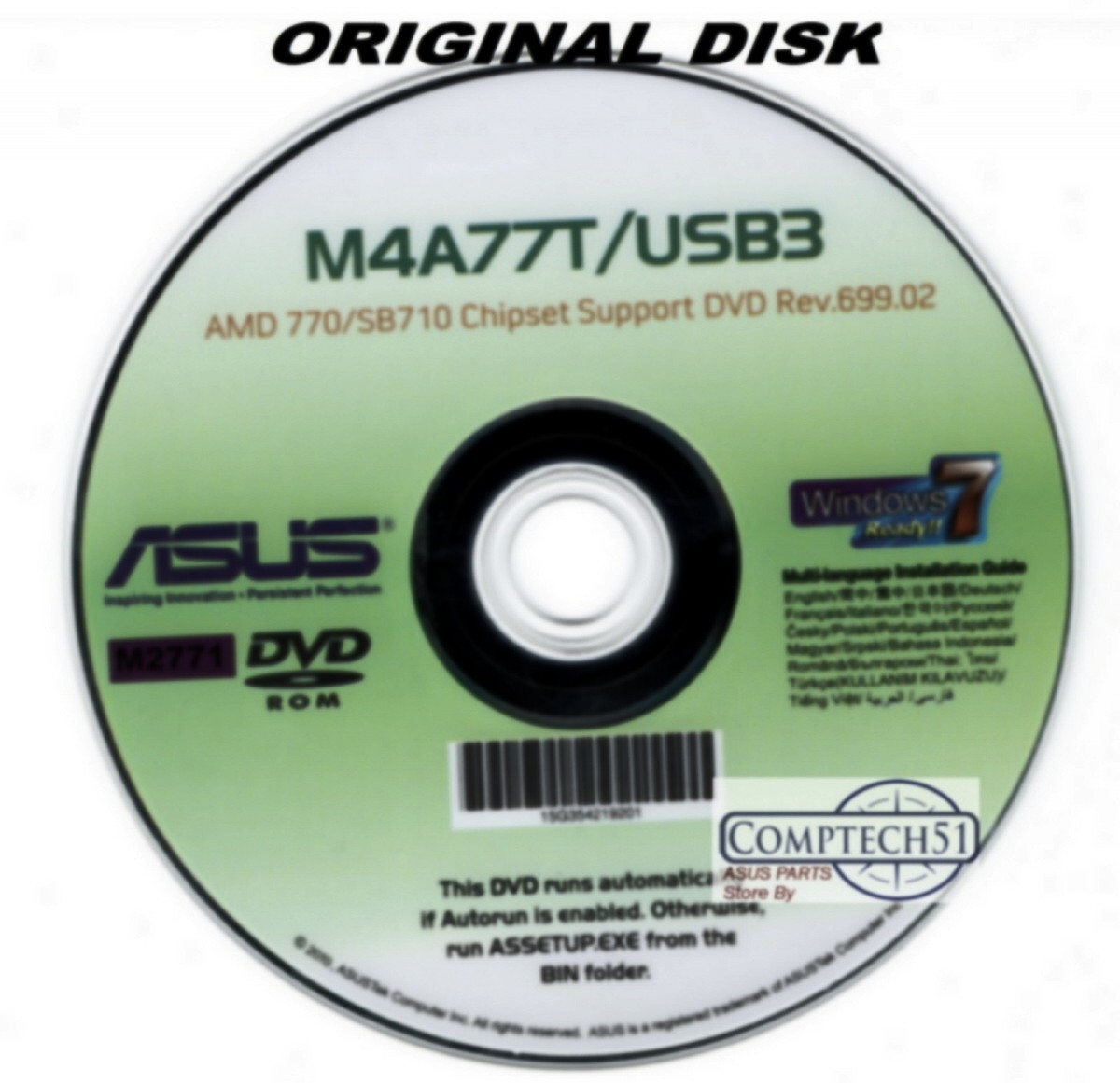 ASUS GENUINE MOTHERBOARD SUPPORT DISK M4A77T USB3 Rev M2771