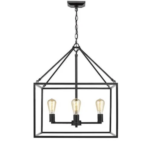 Golden Lighting Wesson 4-Light Black Transitional Cage Chandelier - Picture 1 of 6