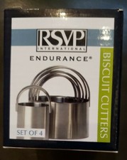 RSVP Set Of 4 Round Biscuit Cookie Cutters Stainless Steel Jello Mold Durable