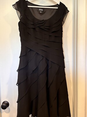 Adriana Papell Women's Tiered Chiffon Cocktail Ruffle Layers Dress Size 6  Black | eBay