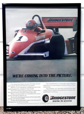 Framed original Classic Car Ad for Bridgestone and Formula 3000 from 1985